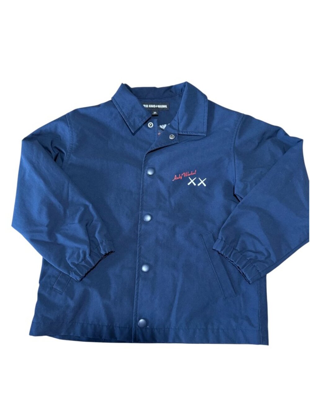 Uniqlo KAWS + Warhol Navy Graphic Coach Jacket Kids 120 5-6 years